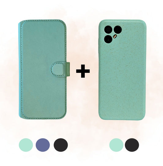 Fairphone 4 Leren Flip Cover + Hoesje - Bundel voor zelfmontage
